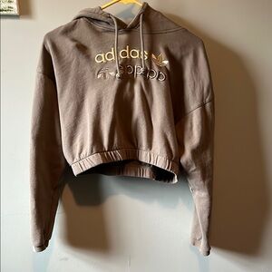 Adidas dark green Cropped Hoodie